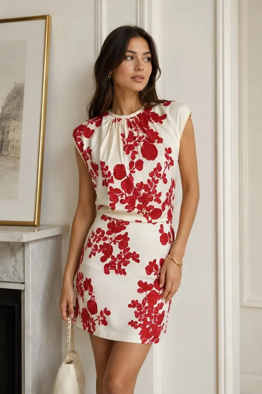 Tory Burch Lydie Flora Print Pencil Slim Dress Romantic Workwear Chic Size XS